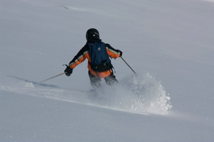 James 8 years heliskiing on Vassitjocka, April 14 2009. Photo: Carl Lundberg