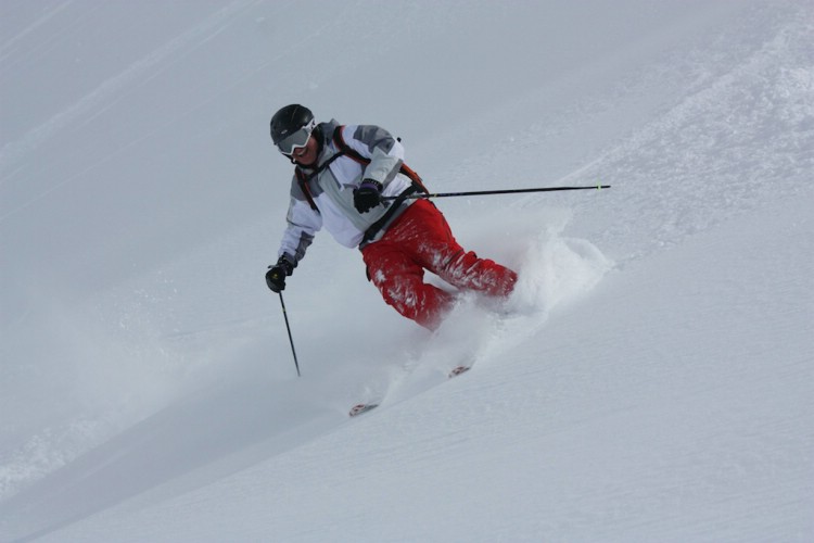  Peter enjoying his 50-years present on Korsa-glacier April 16th 2009. Photo: Carl Lundberg