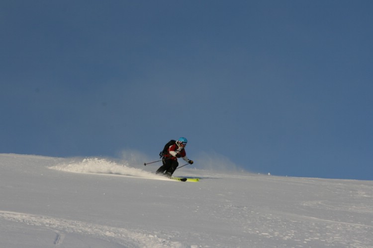 karin on Kåtotjocka. Heliski Riksgränsen April 29, 2009. Photo: Andreas Bengtsson